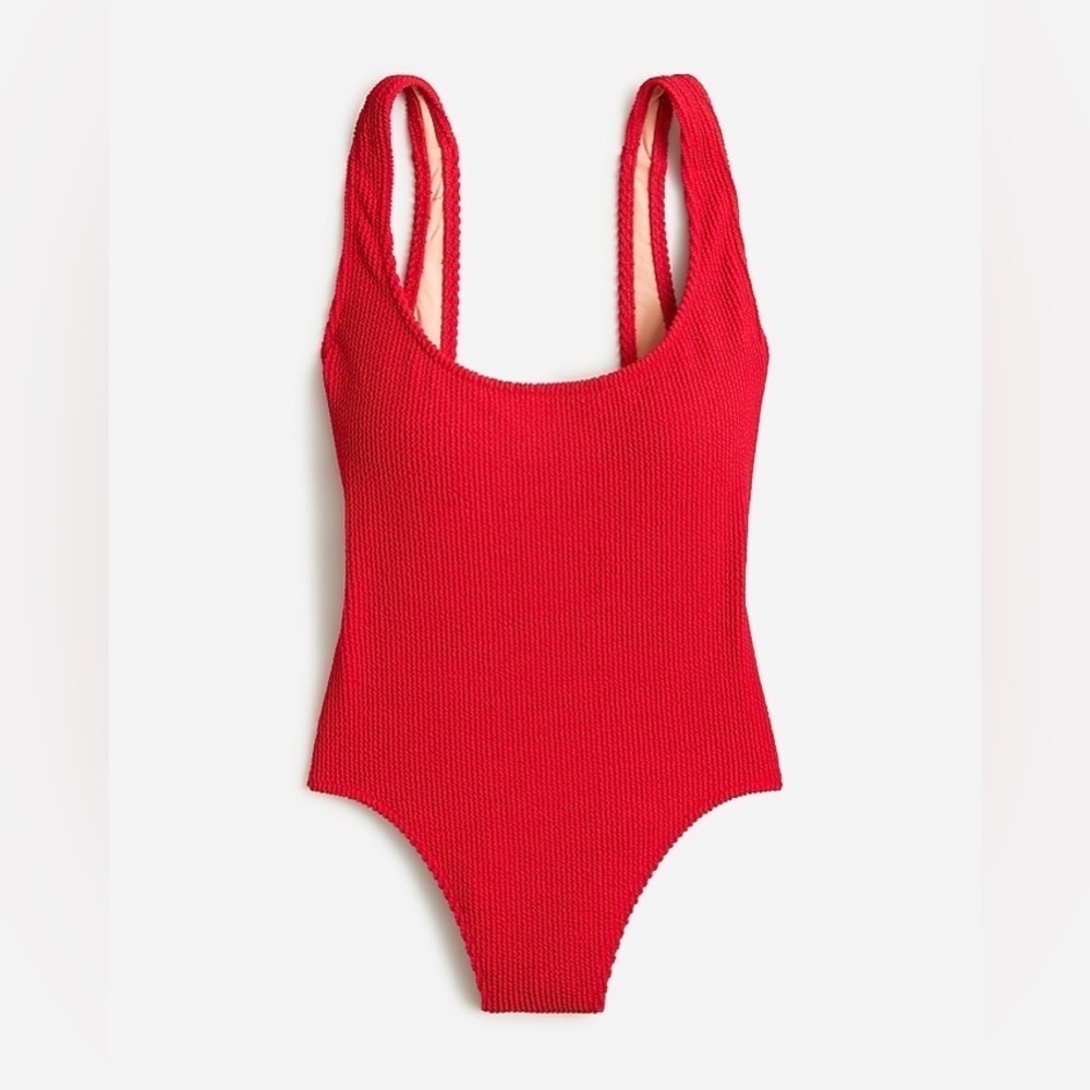COPY - J.Crew plus size Textured scoopneck one-piece swimsuit in Venetian Red - Picture 7 of 12